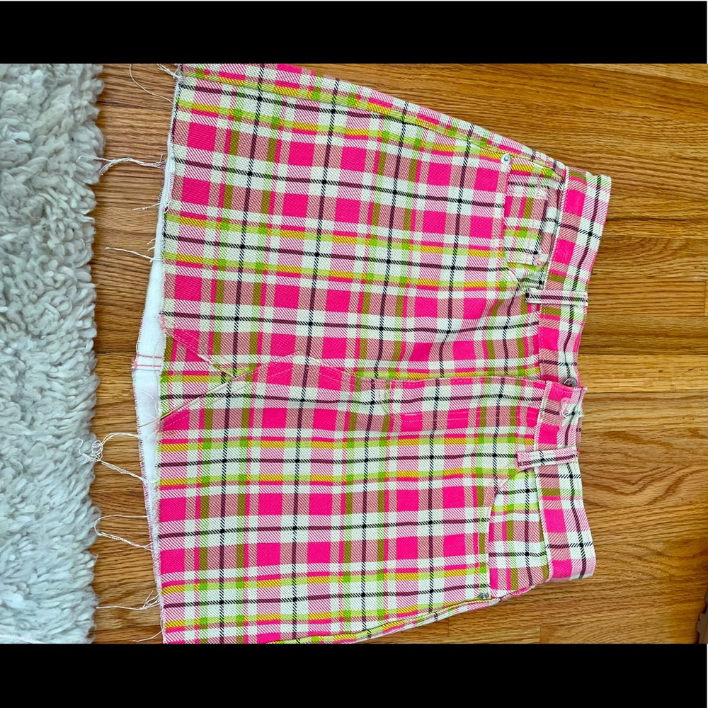 Plaid denim skirt